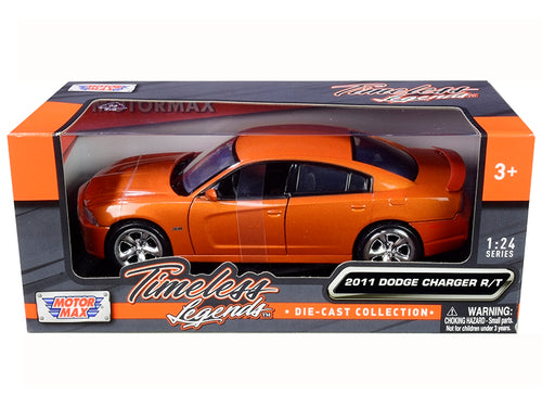2011 Dodge Charger R/T Hemi Metallic Orange 1/24 Diecast Model Car by Motormax Motormax
